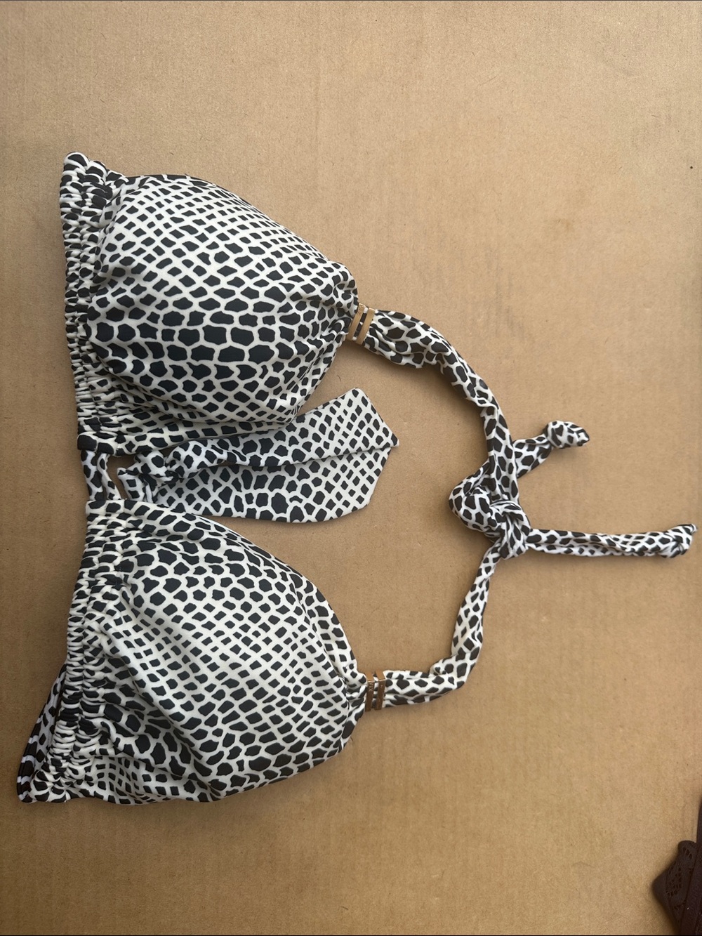 Black & White Patterned Halter Bikini Top